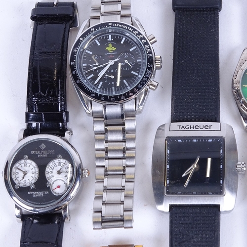 1054 - A group of imitation wristwatches, to include Patek Philippe, Tag Heuer etc