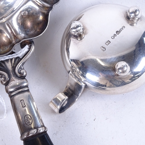 1108 - CARL M COYR - Danish silver and ebony-handled tea strainer, and GEORG JENSEN - sterling silver peppe... 