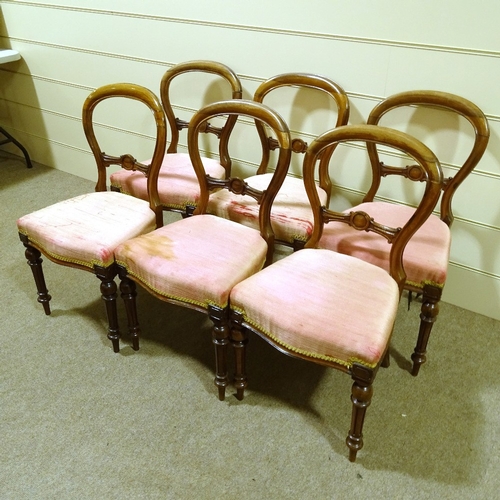 240 - A set of 6 Victorian rosewood balloon-back dining chairs