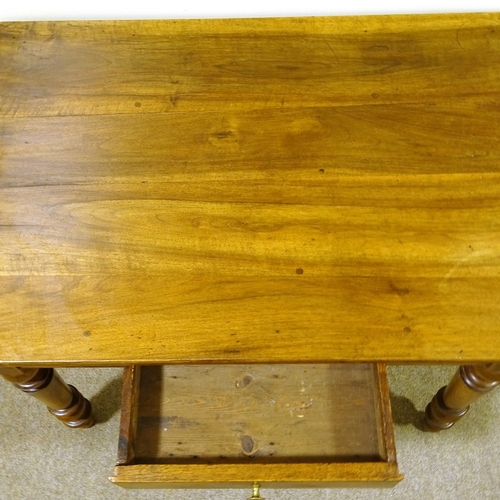 398 - A 19th century cherrywood side table with single frieze drawer, 100cm x 68cm