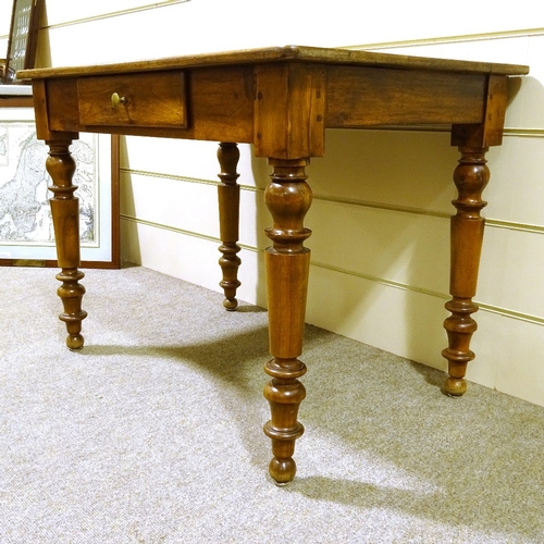 398 - A 19th century cherrywood side table with single frieze drawer, 100cm x 68cm