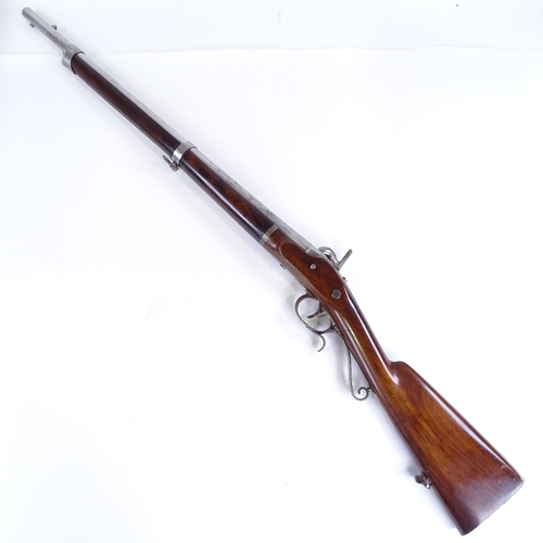 130 - A percussion rifle, barrel length 71cm