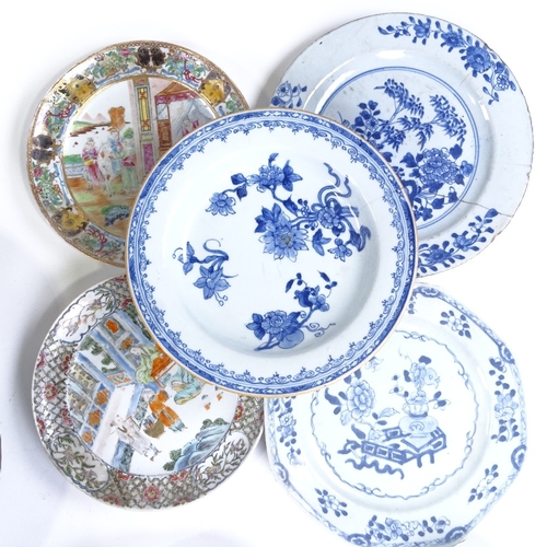 75 - A group of Chinese porcelain items, including a large hand painted charger, 38cm across (A/F)