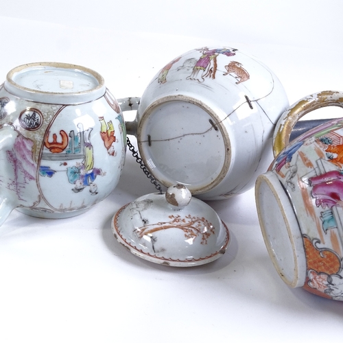 79 - 3 Chinese 18th century porcelain teapots (A/F)