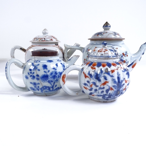 80 - 4 Chinese 18th century porcelain teapots (A/F)