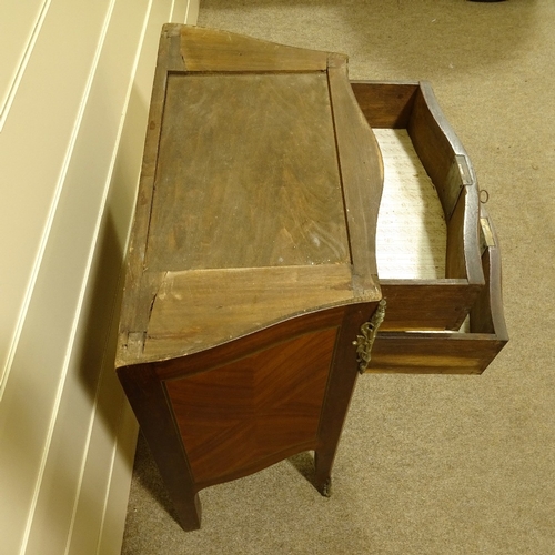 569 - A French kingwood serpentine-front commode, with shaped marble top and ormolu mounts, width 73cm, he... 