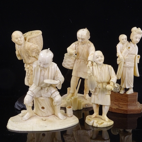 174 - A group of Japanese ivory okimono, Meiji Period, largest height 11cm