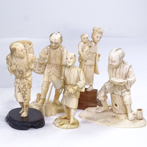 174 - A group of Japanese ivory okimono, Meiji Period, largest height 11cm