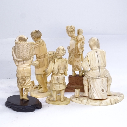 174 - A group of Japanese ivory okimono, Meiji Period, largest height 11cm