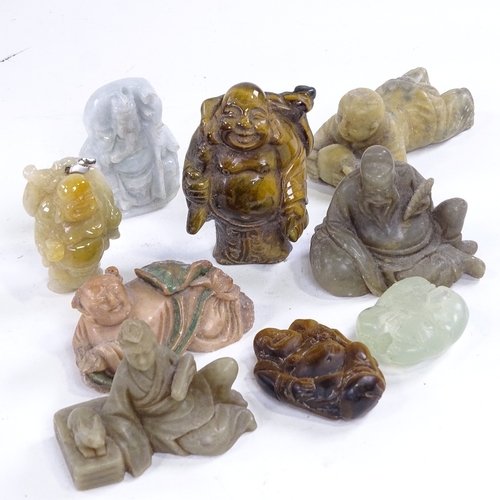 176 - A group of Oriental jade, tigers eye and other hardstone carvings