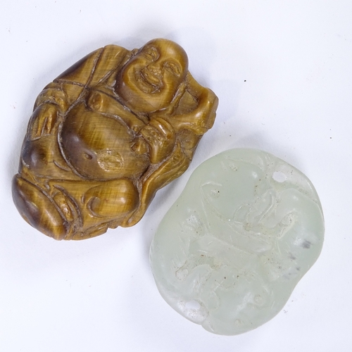 176 - A group of Oriental jade, tigers eye and other hardstone carvings