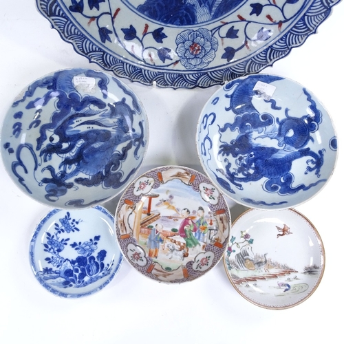 183 - A group of Oriental porcelain bowls, largest 28cm across (6)