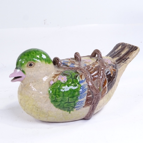 198 - A Japanese porcelain teapot in the form of a bird, length 18cm