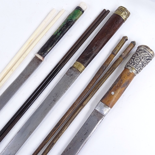 210 - 3 sets of Oriental knives and chopsticks in metal-mounted lacquer cases (3)