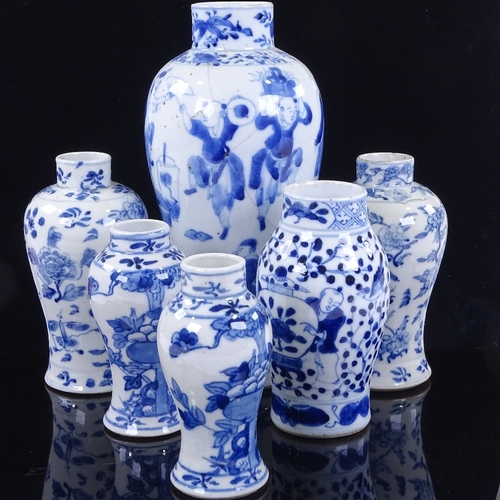 212 - A group of Chinese blue and white porcelain vases, largest height 22cm (6)