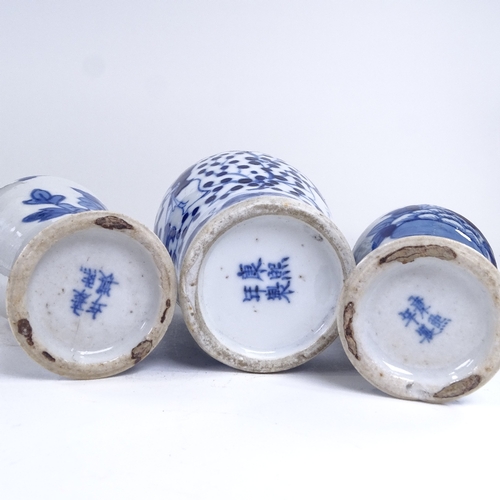 212 - A group of Chinese blue and white porcelain vases, largest height 22cm (6)