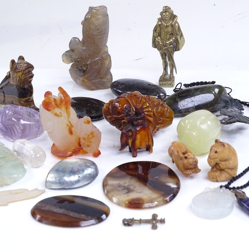 214 - A group of Chinese jade and hardstone carvings etc