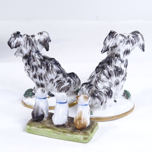 218 - A group of mainly 19th century porcelain animals, including a pair of Terriers, height 7cm