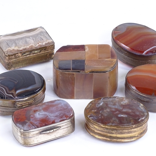 219 - A group of mainly 19th century agate set pillboxes (7)