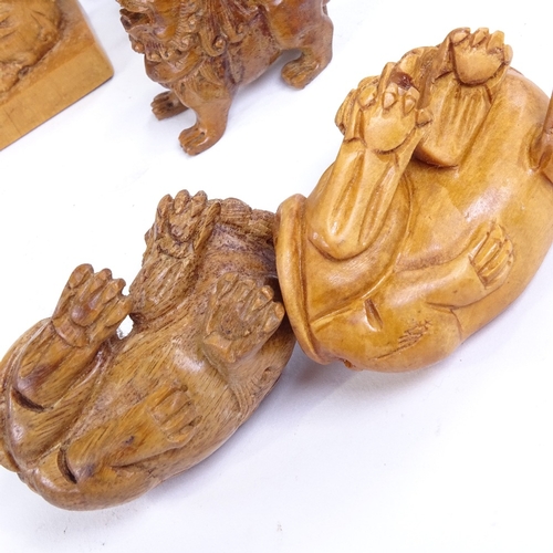 235 - 5 Japanese carved wood dragon figures and netsuke, largest length 9.5cm (5)