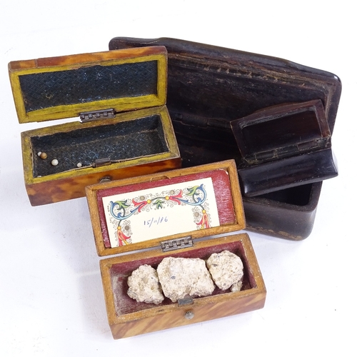 265 - 4 19th century tortoiseshell and horn boxes, largest length 10cm