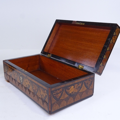 270 - A highly detailed 19th century marquetry inlaid rectangular box, with floral decoration, length 30cm