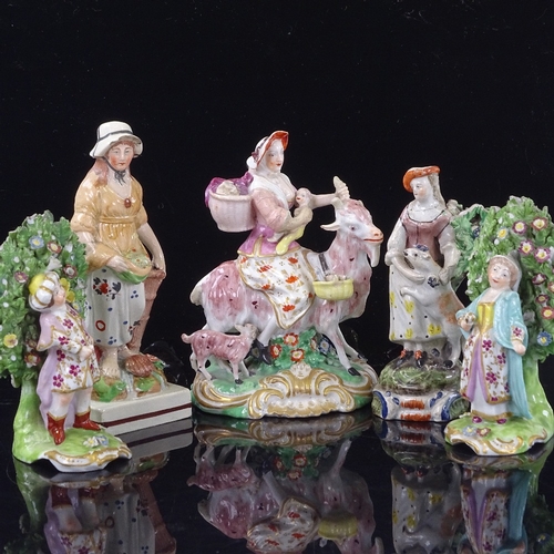 275 - A group of 18th century porcelain and pearlware figures, largest height 15cm (5) (A/F)