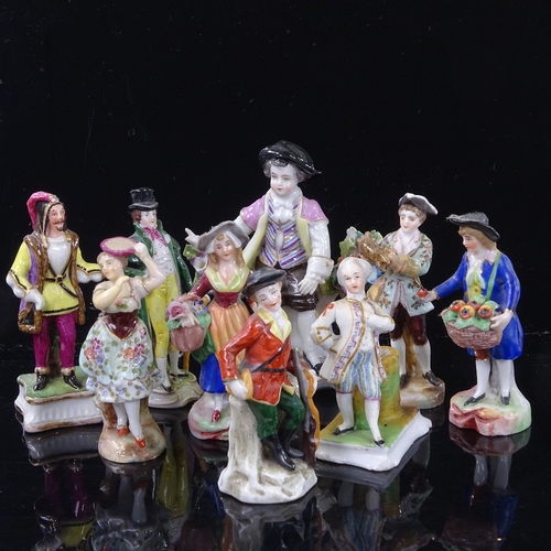 277 - A group of Continental miniature porcelain figures, largest 8cm (9) (A/F)