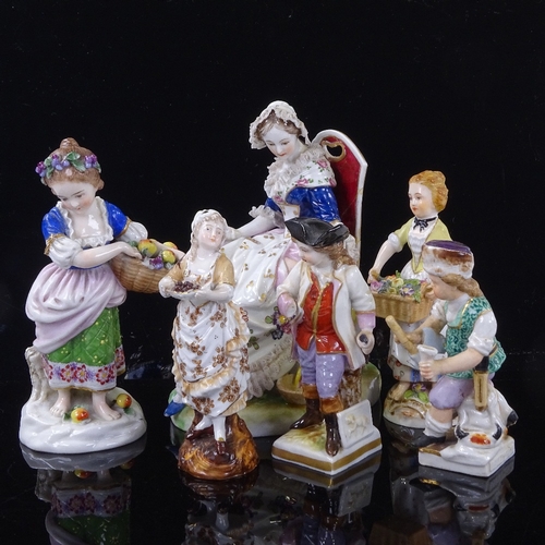 278 - A group of Continental porcelain figures, largest height 15cm (6) (A/F)