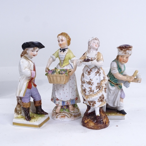 278 - A group of Continental porcelain figures, largest height 15cm (6) (A/F)