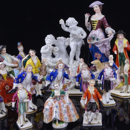 279 - A group of Continental porcelain figures, largest height 13cm (17) (A/F)