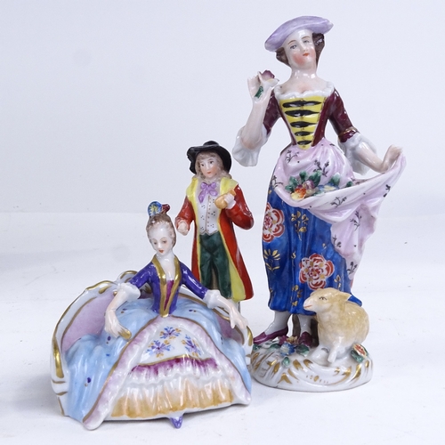 279 - A group of Continental porcelain figures, largest height 13cm (17) (A/F)