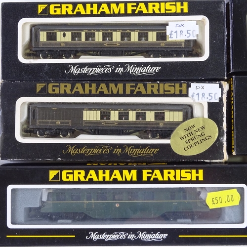 350 - A collection of Graham Farish N gauge model railway locomotives and coaches, all boxed