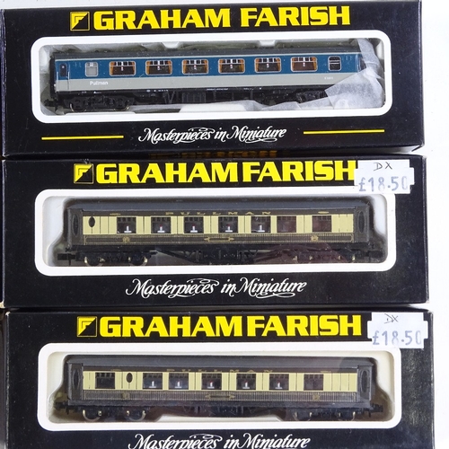 350 - A collection of Graham Farish N gauge model railway locomotives and coaches, all boxed