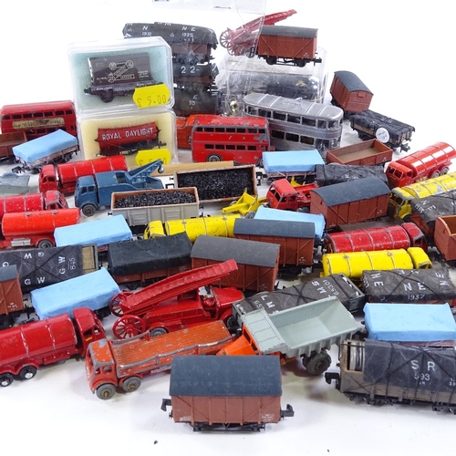 353 - A collection of N gauge model railway coaches, diecast vehicles etc