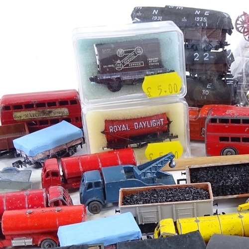 353 - A collection of N gauge model railway coaches, diecast vehicles etc