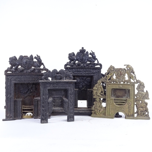 369 - A group of Victorian cast-iron and brass fireplace design doorstops, largest height 30cm (4)