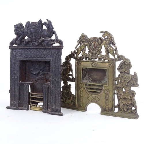 369 - A group of Victorian cast-iron and brass fireplace design doorstops, largest height 30cm (4)