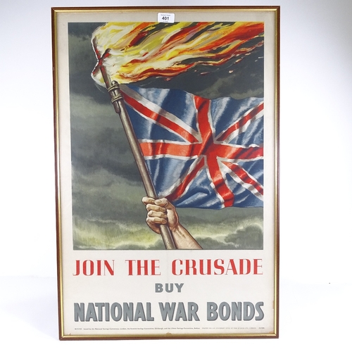 401 - Join The Crusade Buy National War Bonds, original National Savings Committee poster, framed, overall... 