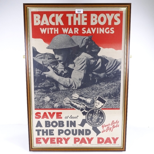 404 - Back The Boys With War Savings, original National Savings Committee poster, framed, overall dimensio... 