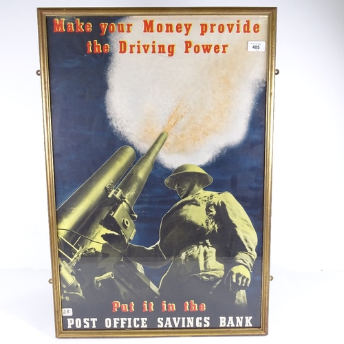 405 - Make Your Money Provide The Driving Power, original Post Office Savings Bank poster, framed, overall... 