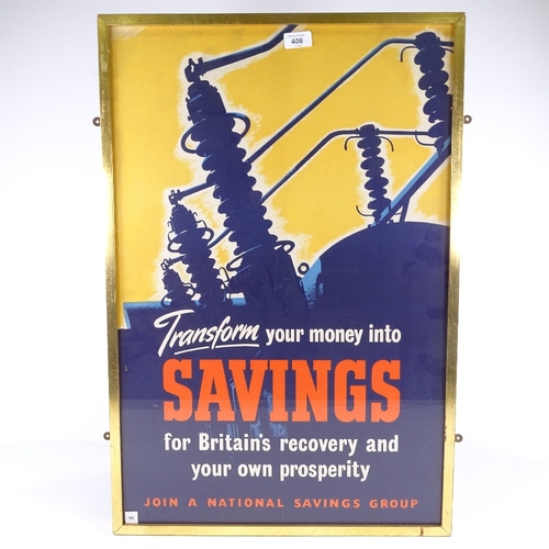 406 - Transform Your Money Into Savings, original National Savings Committee poster, framed, overall dimen... 