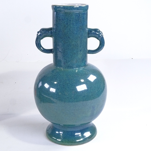 433 - A Chinese turquoise glaze porcelain 2-handled vase, height 24.5cm