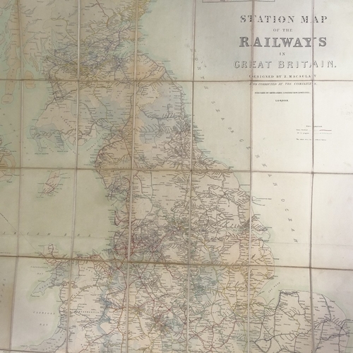 438 - 1877 Smith & Ebbs Station Map of the Railways in Great Britain, designed by Z Macaulay, linen-backed