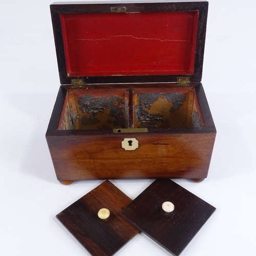 454 - A 19th century rosewood tea caddy, with rosewood mounts, length 19cm