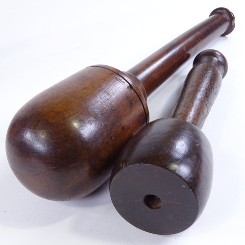 455 - A 19th century lignum vitae wood carving mallet, length 35cm, and 3 other 19th century mallets (4)