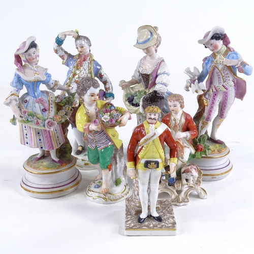 468 - A collection of German 19th century porcelain figures, including Meissen, largest height 17cm