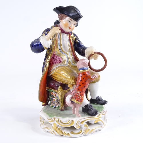 473 - Bloor Derby, porcelain figure, boy with a dog, pattern no. 362, height 16cm