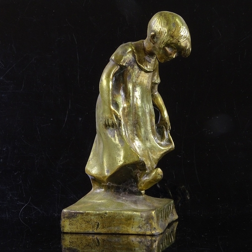 479 - Carl Johan Eldh (1873 - 1954), polished bronze sculpture, Anna, signed on base, height 14cm