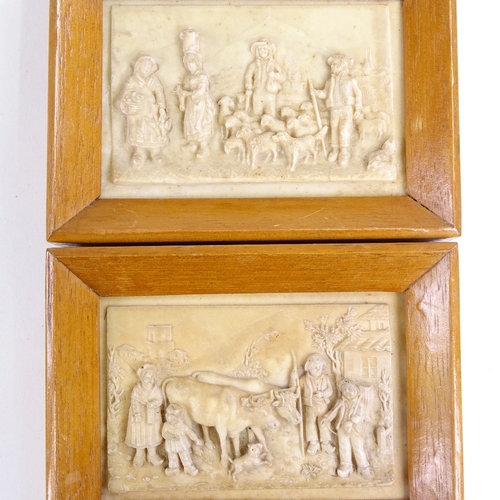 506 - A pair of simulated ivory relief plaques, framed, overall dimensions 12cm x 9.5cm